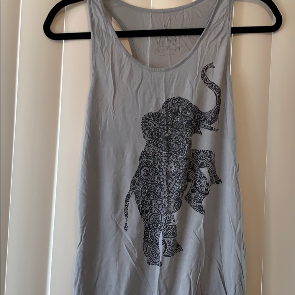 Gray geometric elephant racerback tank top